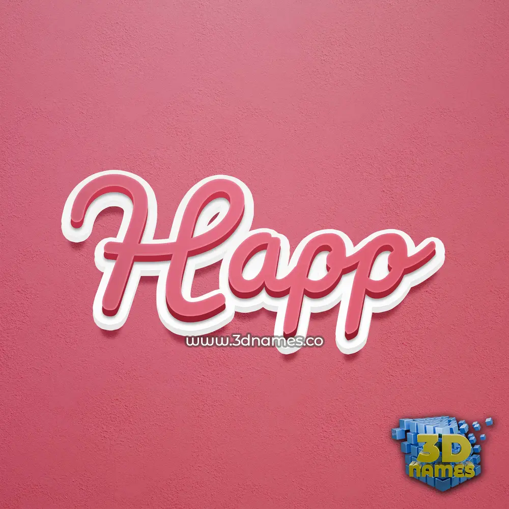 happ in Red Scribble style - 3D name wallpaper