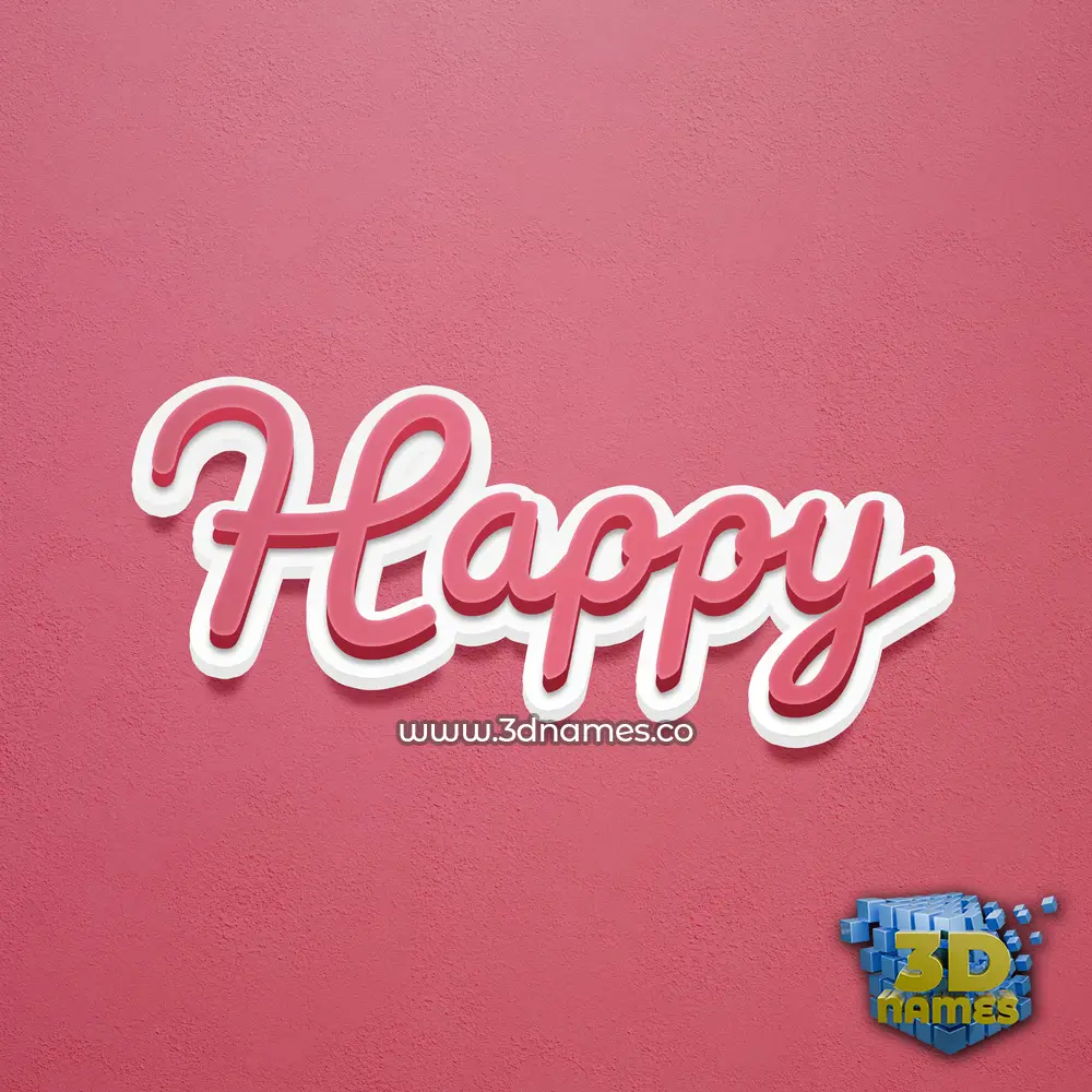 happy in Red Scribble style - 3D name wallpaper