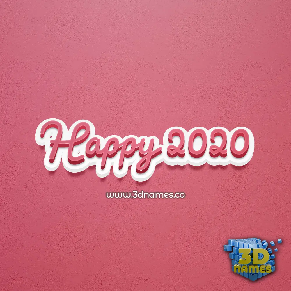 happy 2020 in Red Scribble style - 3D name wallpaper