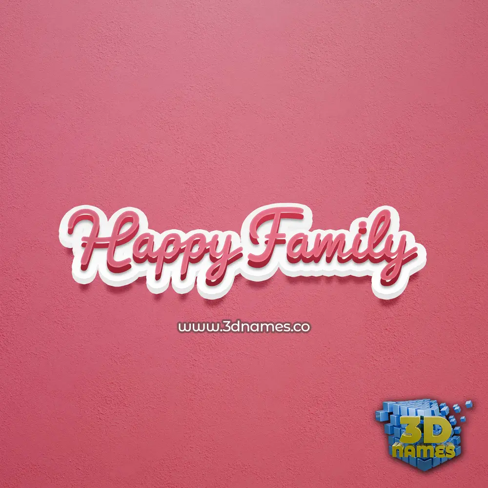 happy family in Red Scribble style - 3D name wallpaper