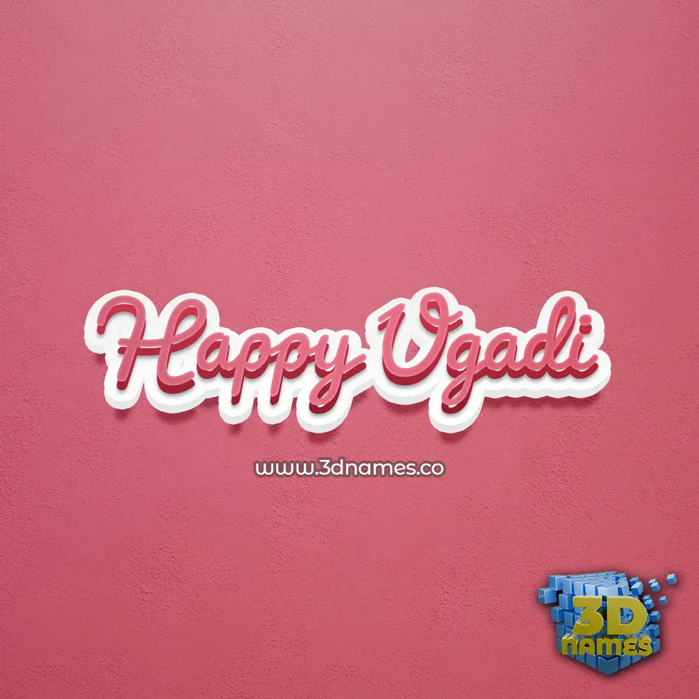 happy ugadi in Red Scribble style - 3D name wallpaper