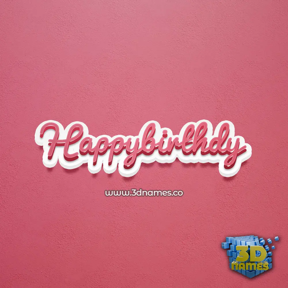 happybirthdy in Red Scribble style - 3D name wallpaper