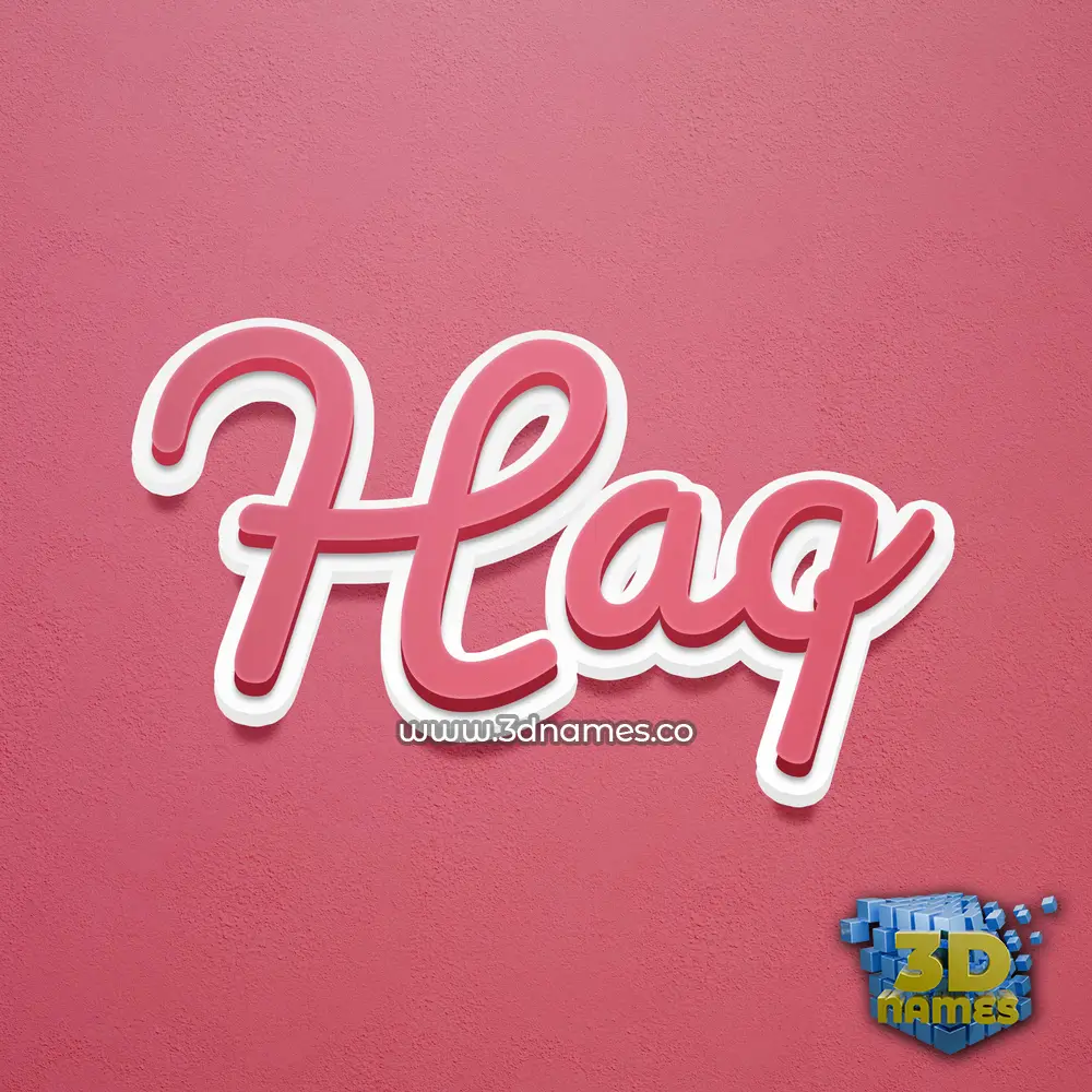 haq in Red Scribble style - 3D name wallpaper