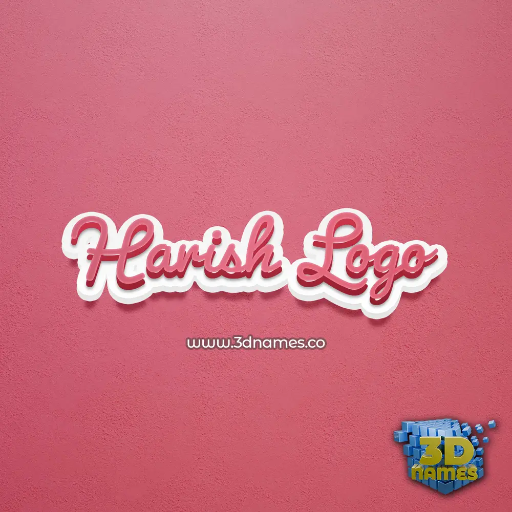 harish logo in Red Scribble style - 3D name wallpaper