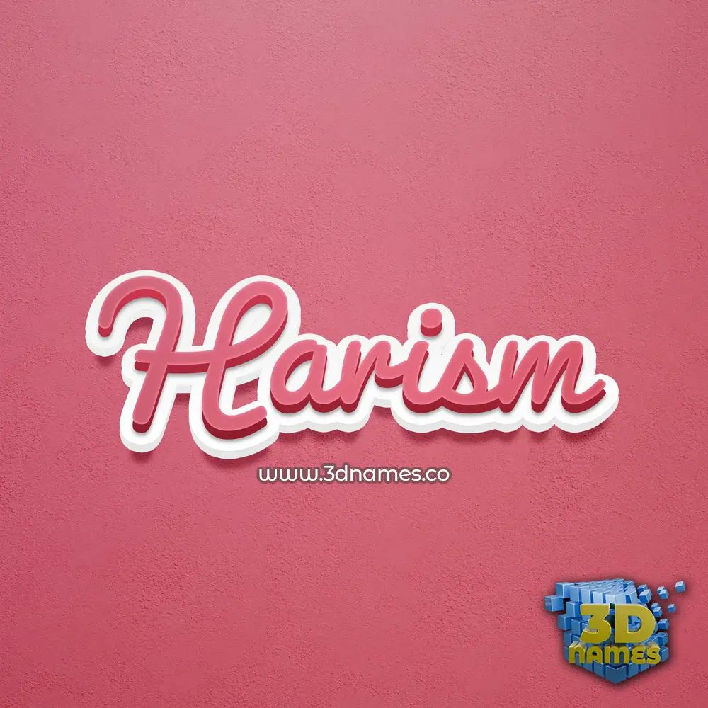 harism in Red Scribble style - 3D name wallpaper