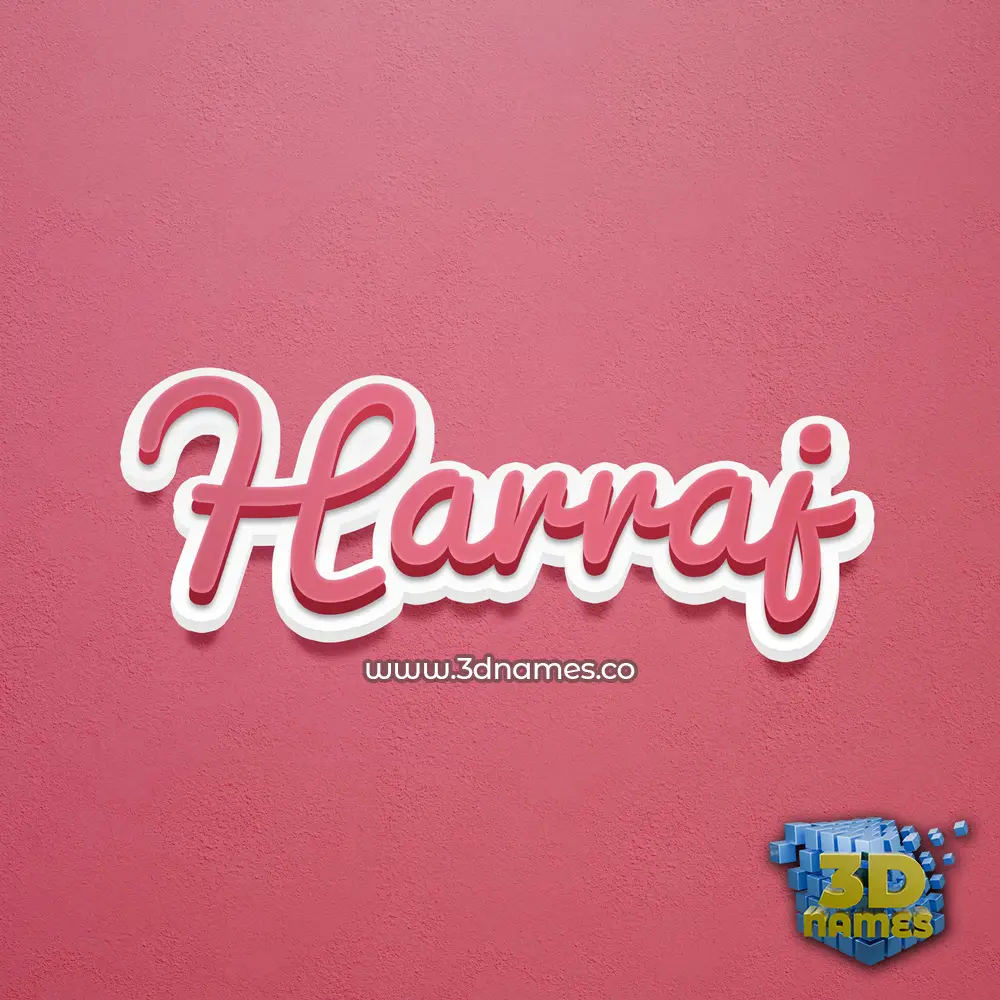 harraj in Red Scribble style - 3D name wallpaper
