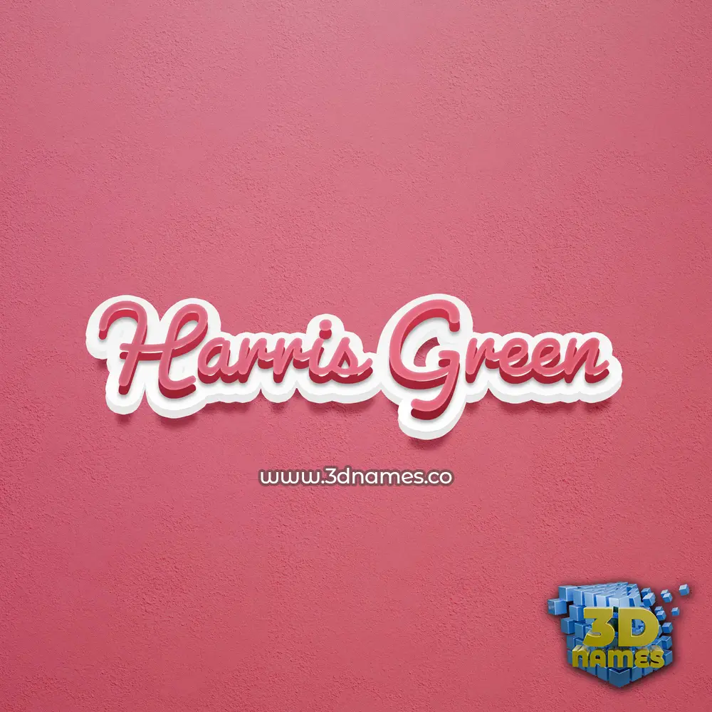 harris green in Red Scribble style - 3D name wallpaper