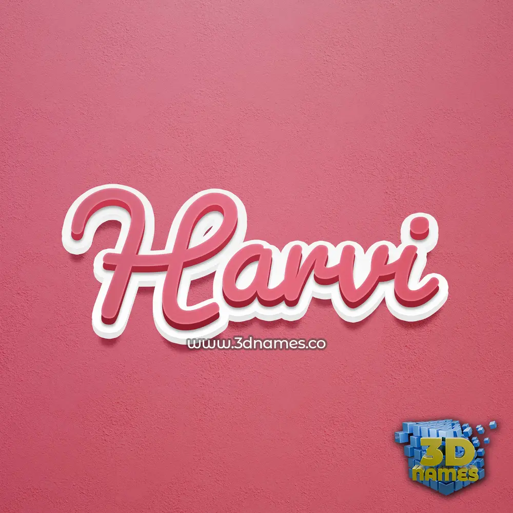harvi in Red Scribble style - 3D name wallpaper