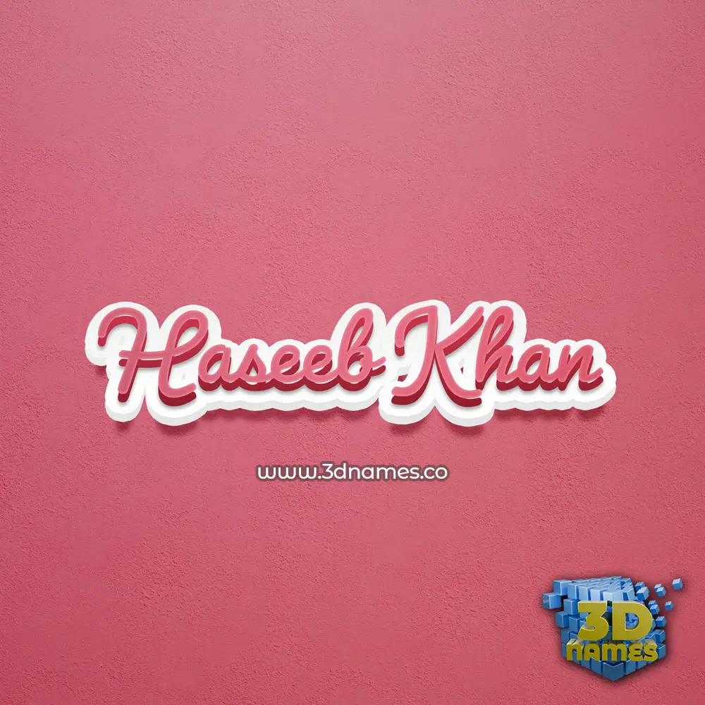 haseeb khan in Red Scribble style - 3D name wallpaper