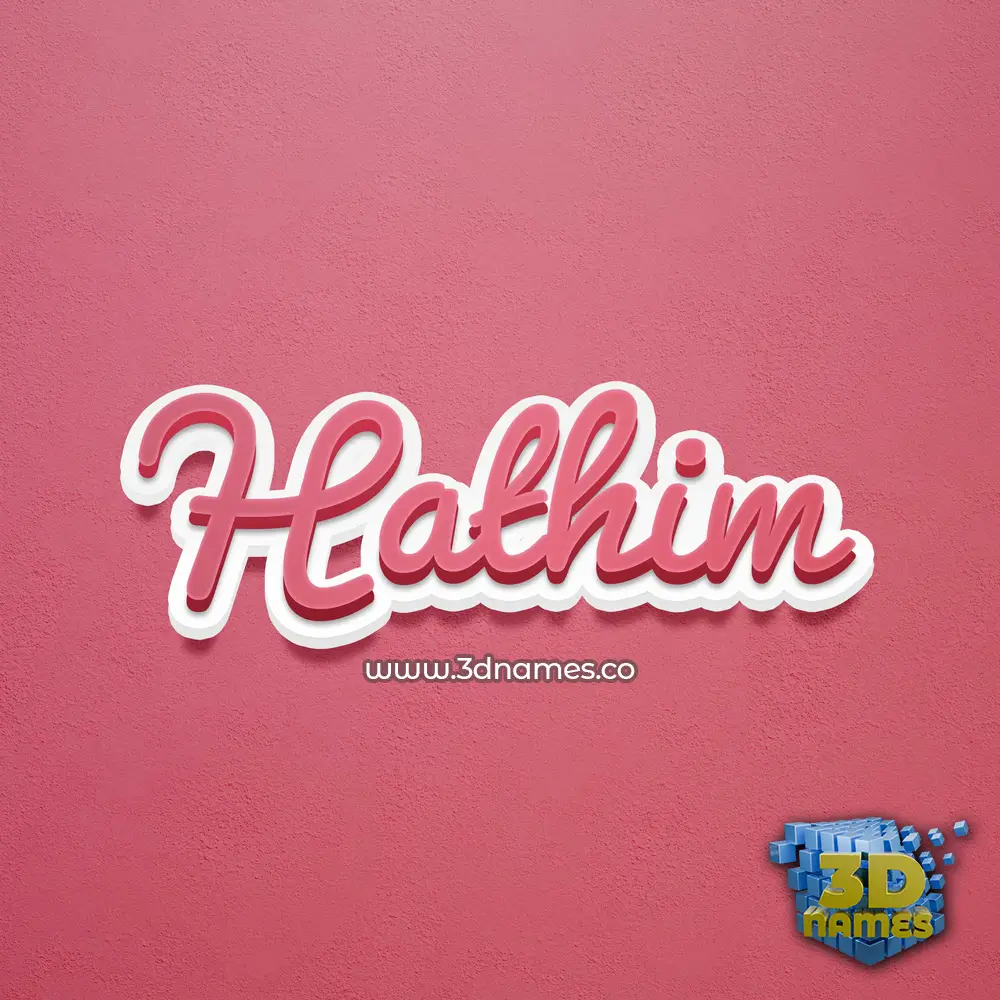 hathim in Red Scribble style - 3D name wallpaper