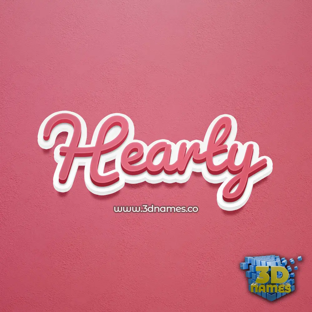 hearty in Red Scribble style - 3D name wallpaper