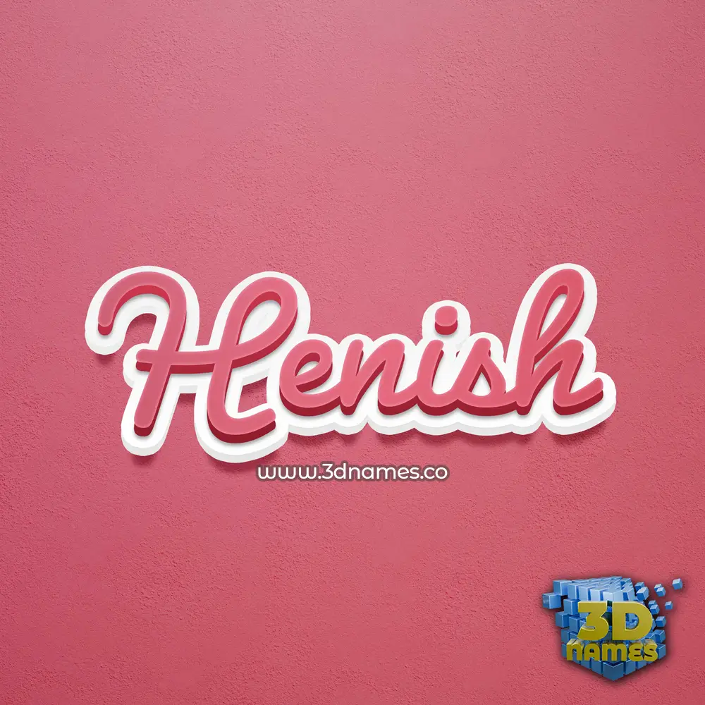 henish in Red Scribble style - 3D name wallpaper