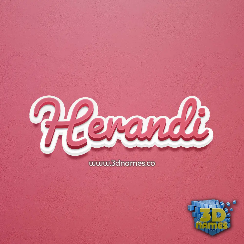 herandi in Red Scribble style - 3D name wallpaper
