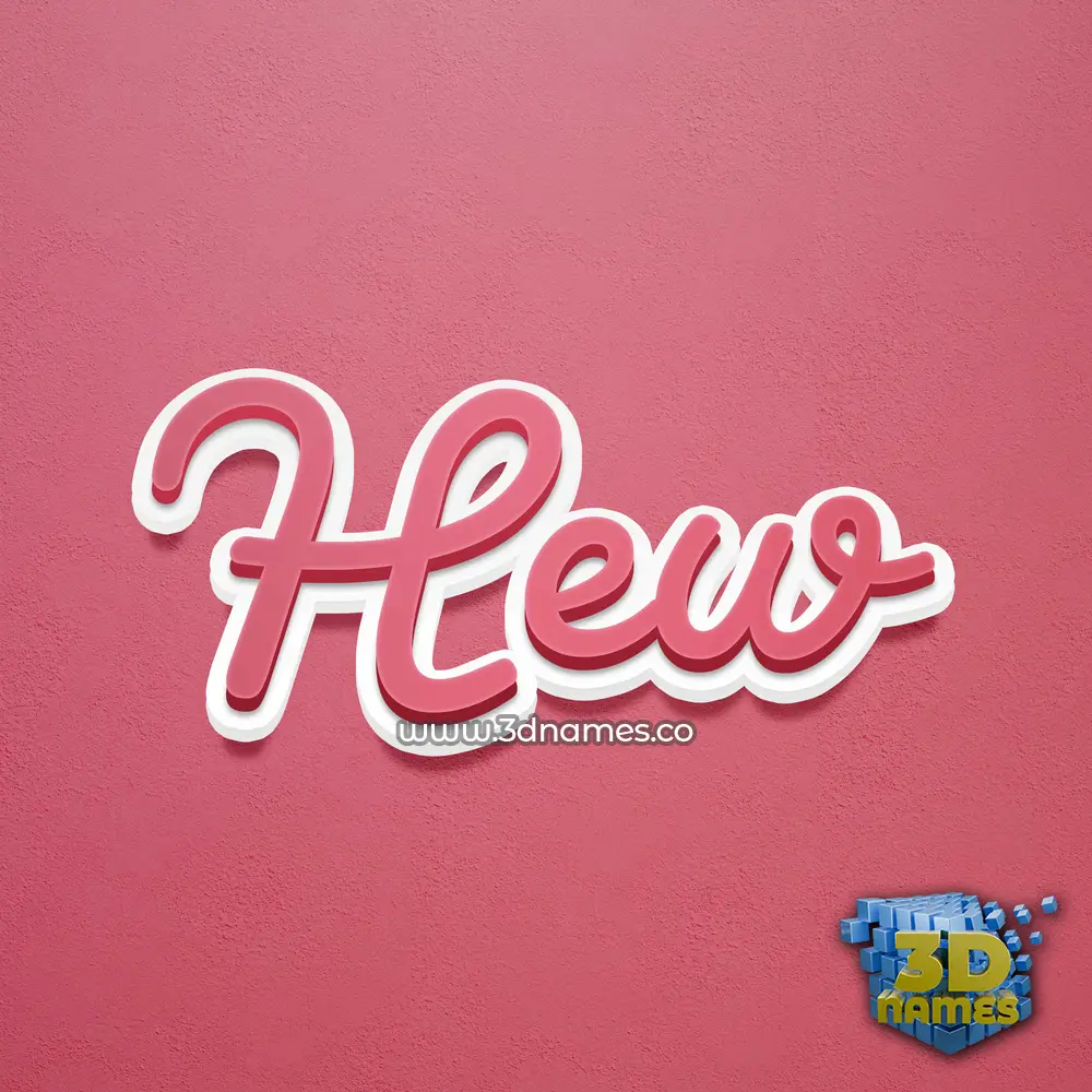 hew in Red Scribble style - 3D name wallpaper