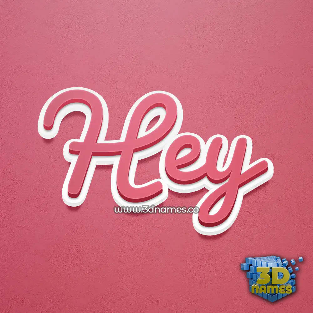 hey in Red Scribble style - 3D name wallpaper