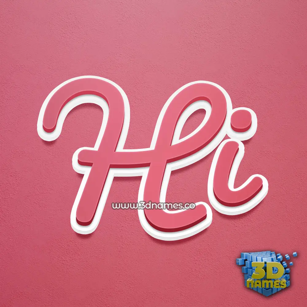 hi in Red Scribble style - 3D name wallpaper