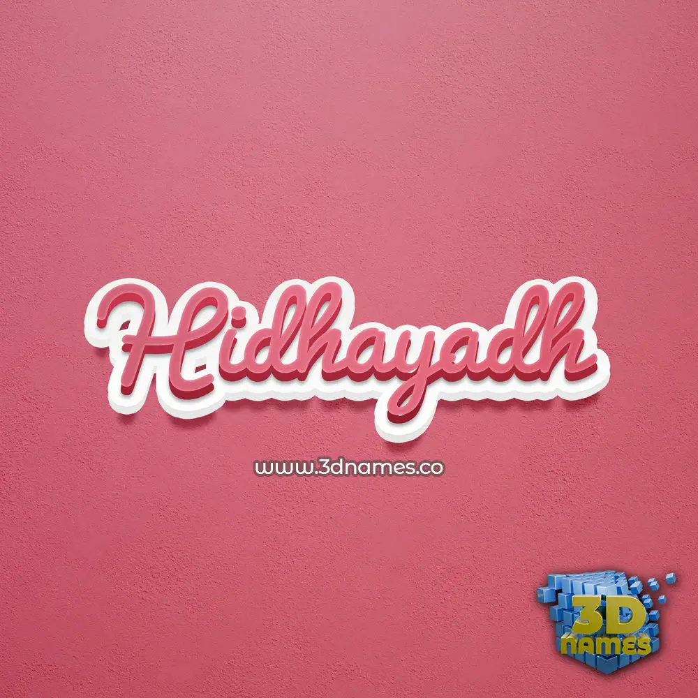 hidhayadh in Red Scribble style - 3D name wallpaper