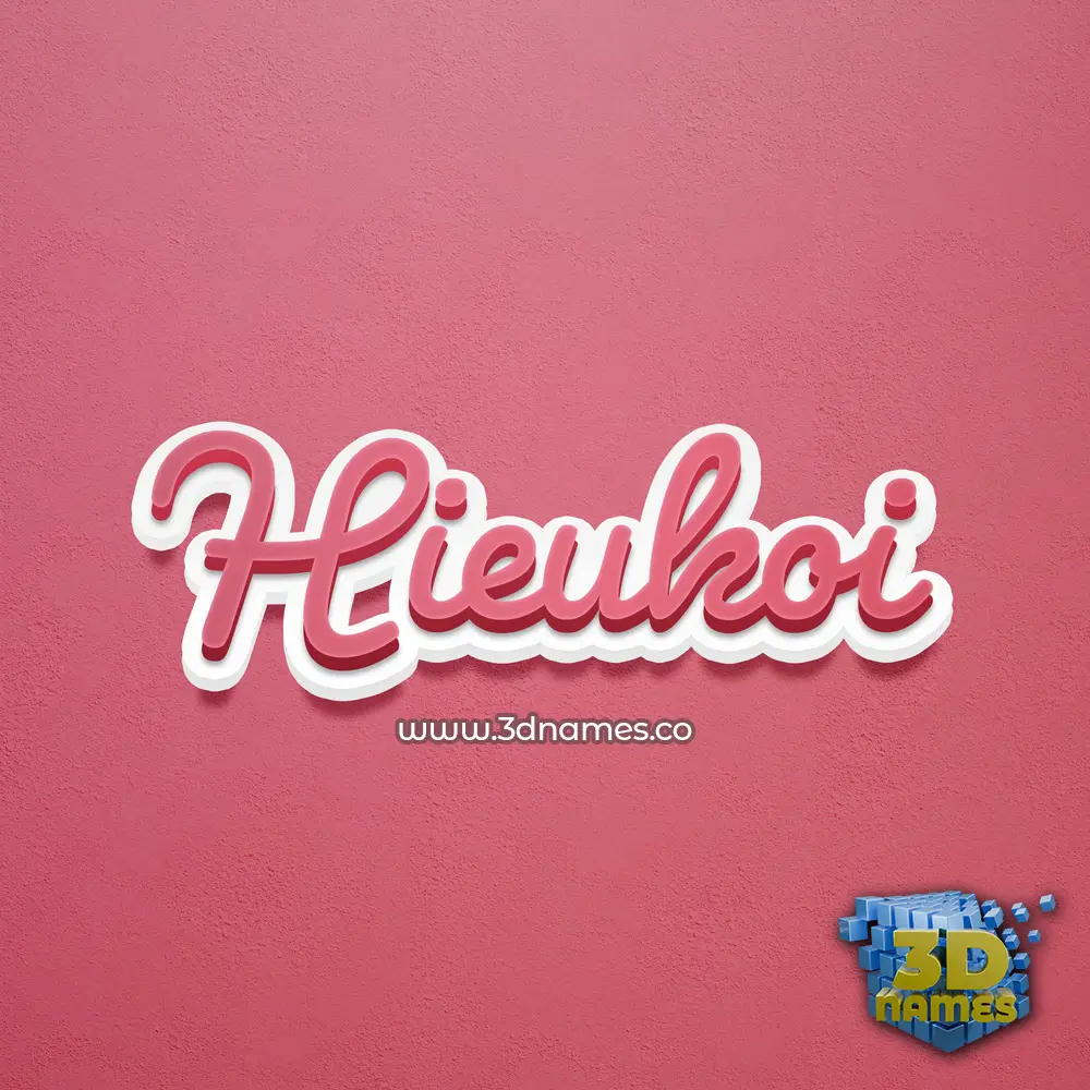 hieukoi in Red Scribble style - 3D name wallpaper