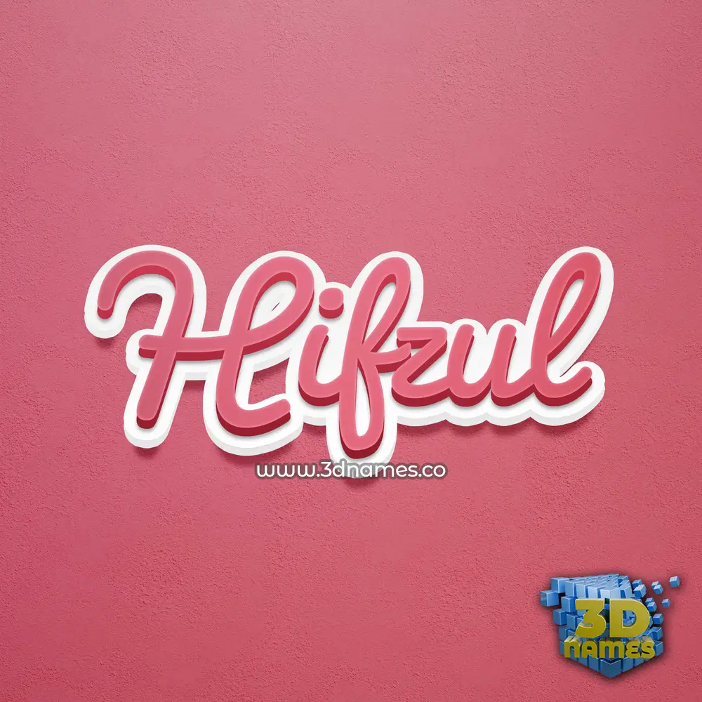 hifzul in Red Scribble style - 3D name wallpaper