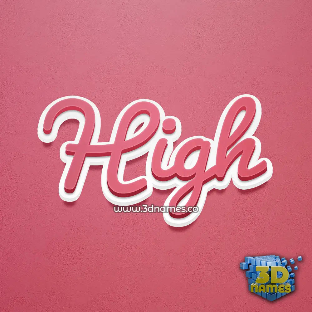 high in Red Scribble style - 3D name wallpaper