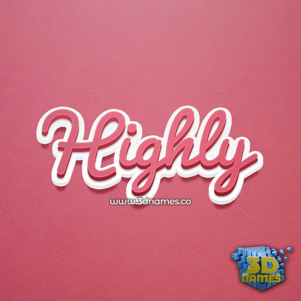 highly in Red Scribble style - 3D name wallpaper