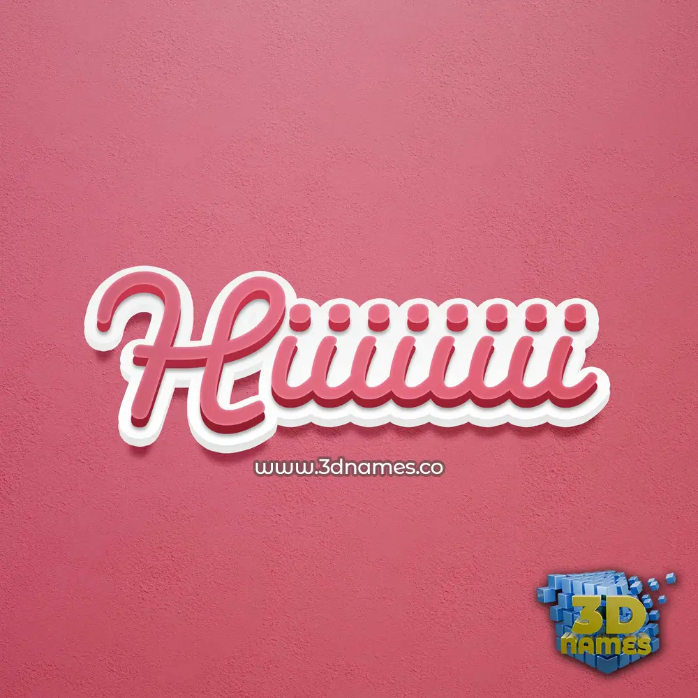 hiiiiiiii in Red Scribble style - 3D name wallpaper