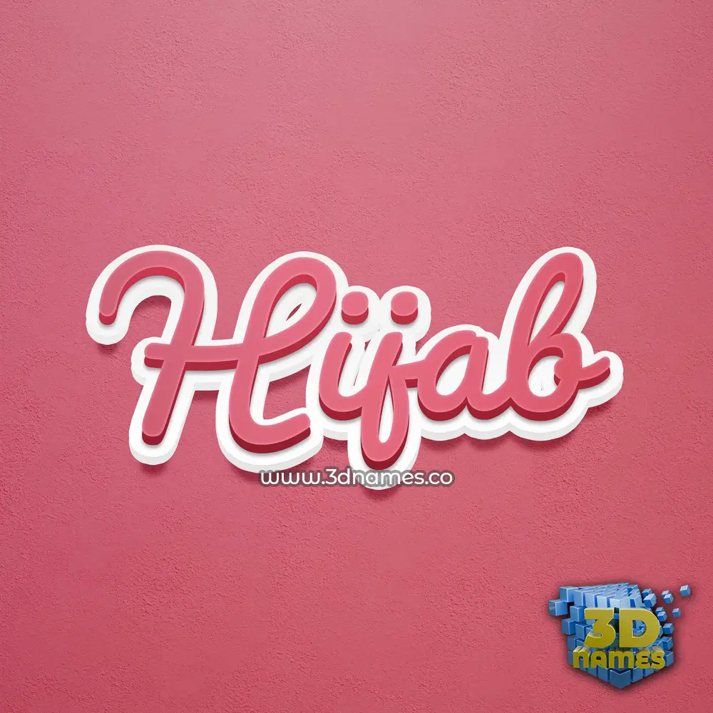 hijab in Red Scribble style - 3D name wallpaper