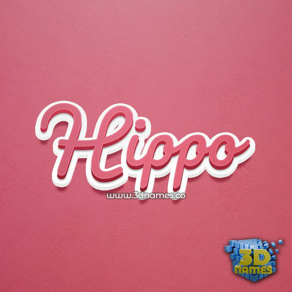 hippo in Red Scribble style - 3D name wallpaper