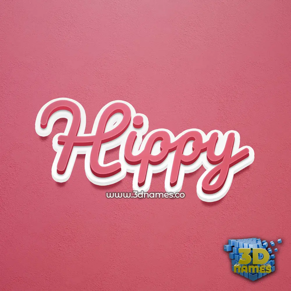 hippy in Red Scribble style - 3D name wallpaper