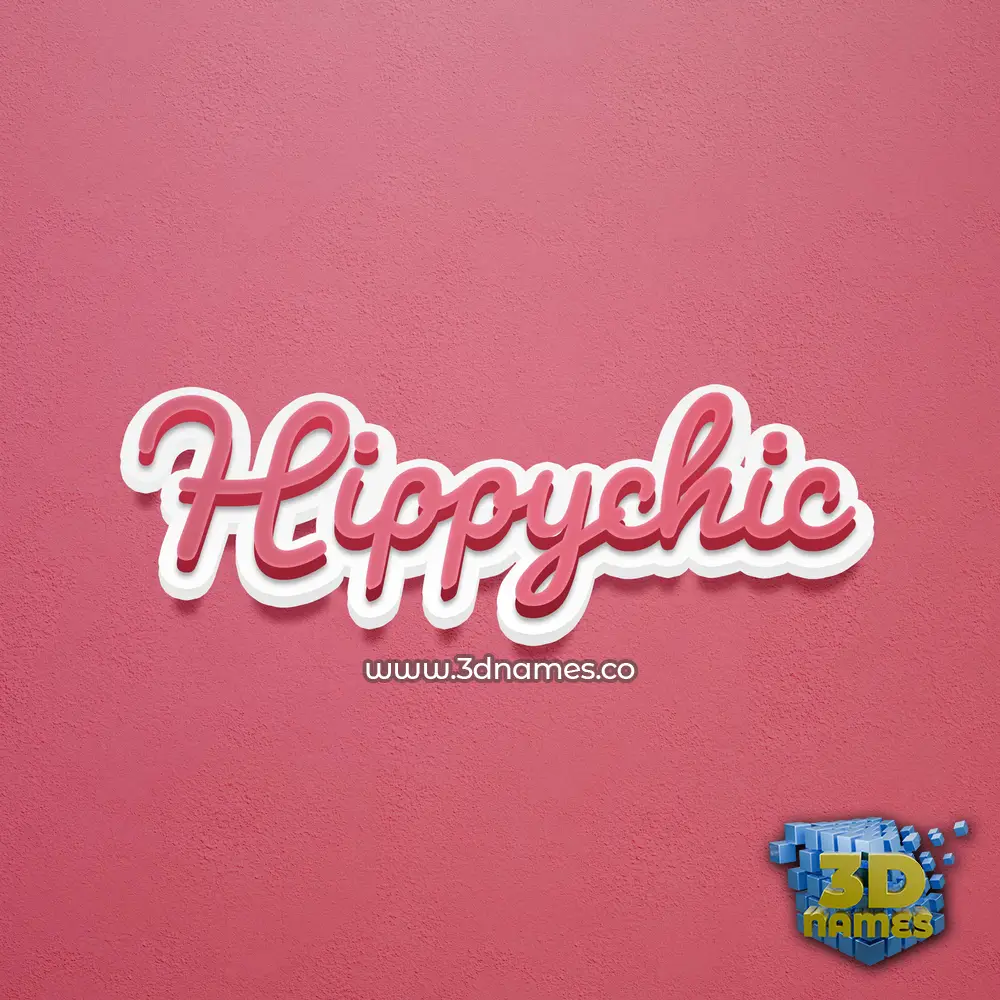 hippychic in Red Scribble style - 3D name wallpaper