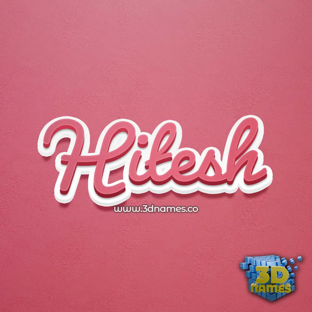 hitesh in Red Scribble style - 3D name wallpaper