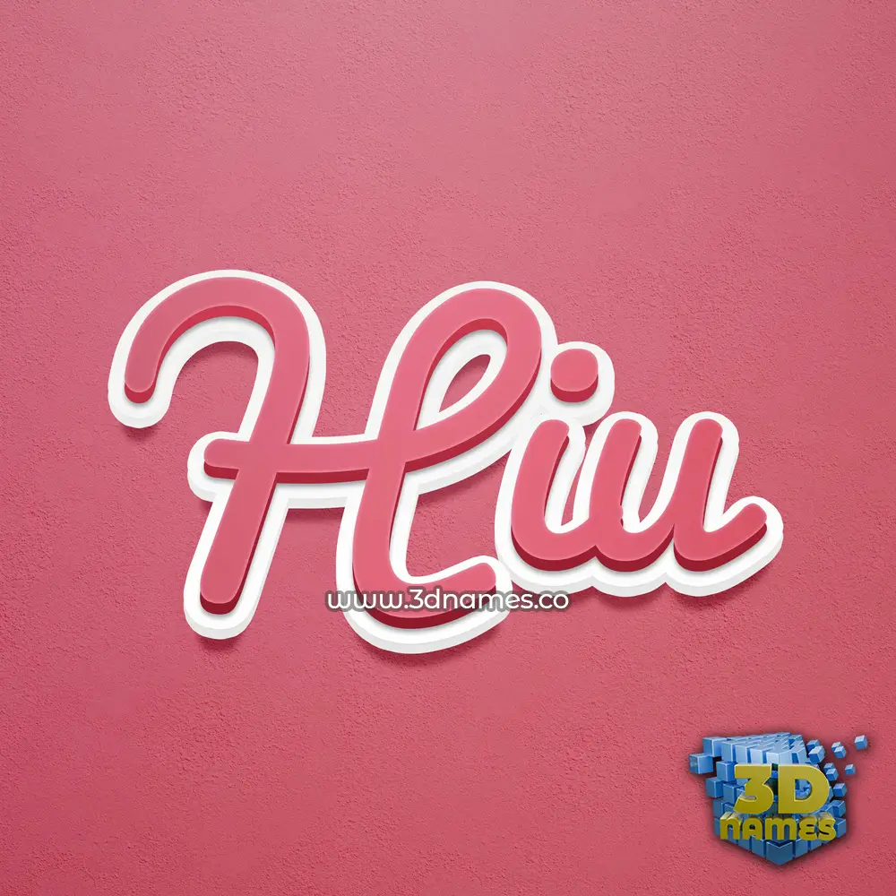 hiu in Red Scribble style - 3D name wallpaper