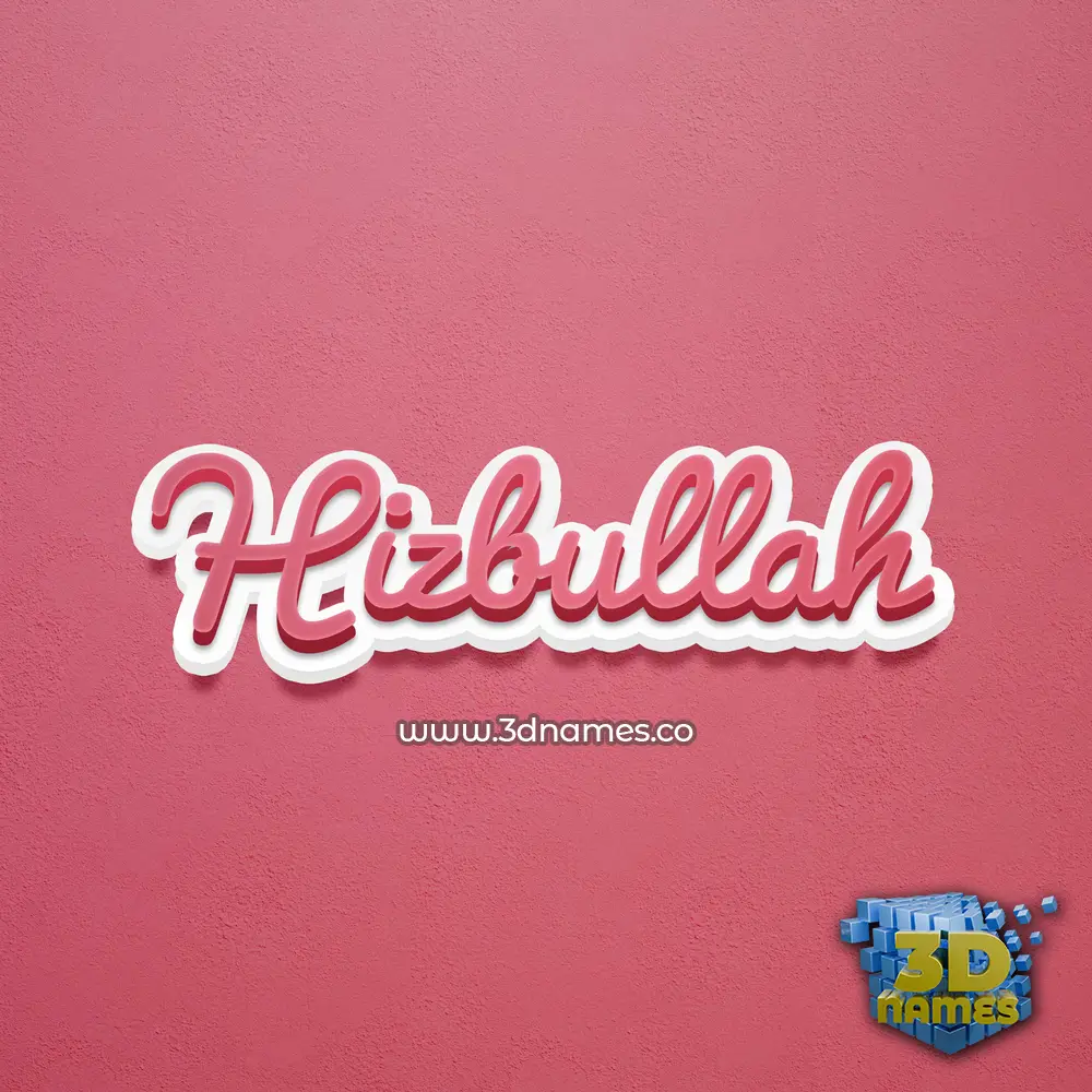 hizbullah in Red Scribble style - 3D name wallpaper