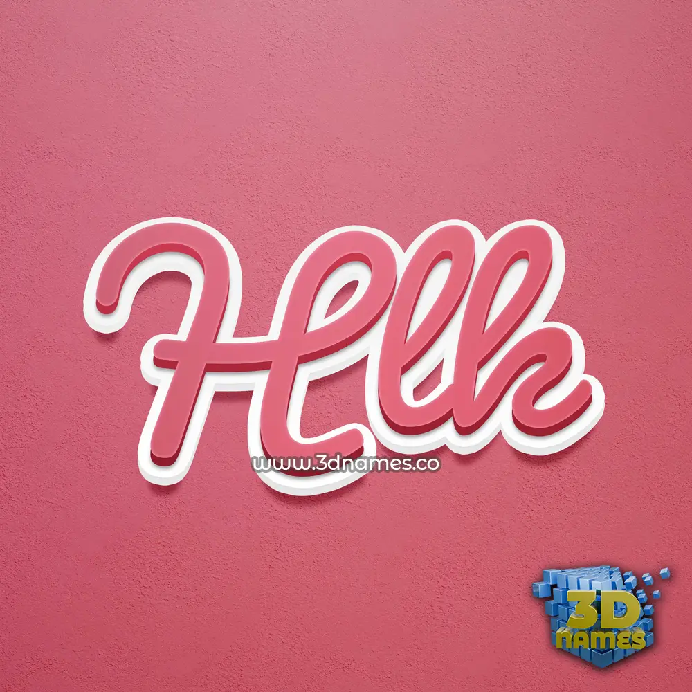 hlk in Red Scribble style - 3D name wallpaper