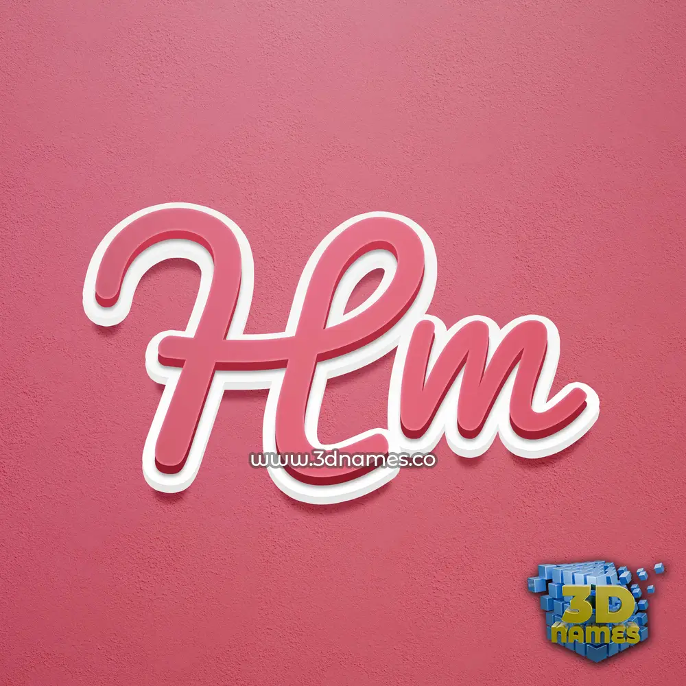 hm in Red Scribble style - 3D name wallpaper