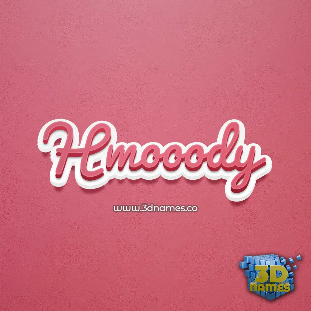 hmooody in Red Scribble style - 3D name wallpaper