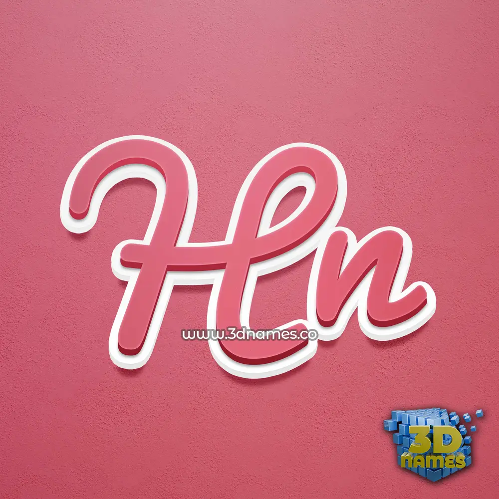 hn in Red Scribble style - 3D name wallpaper