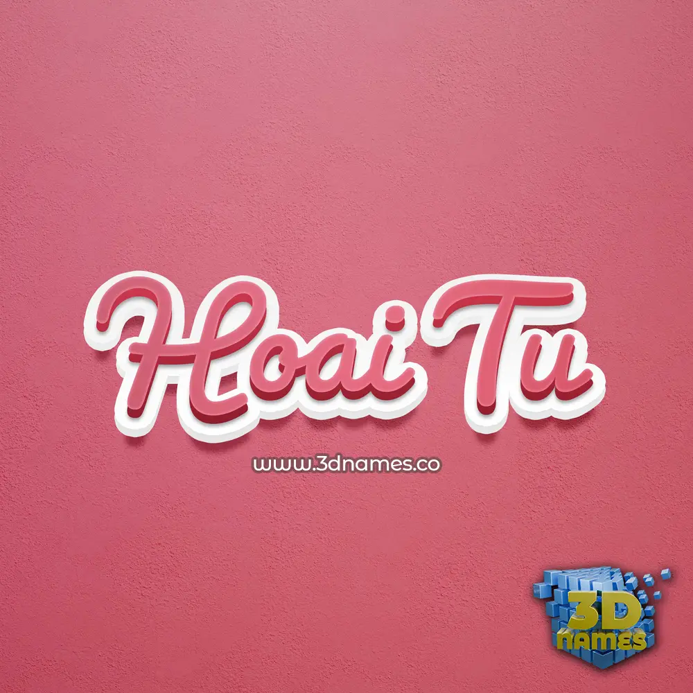 hoai tu in Red Scribble style - 3D name wallpaper