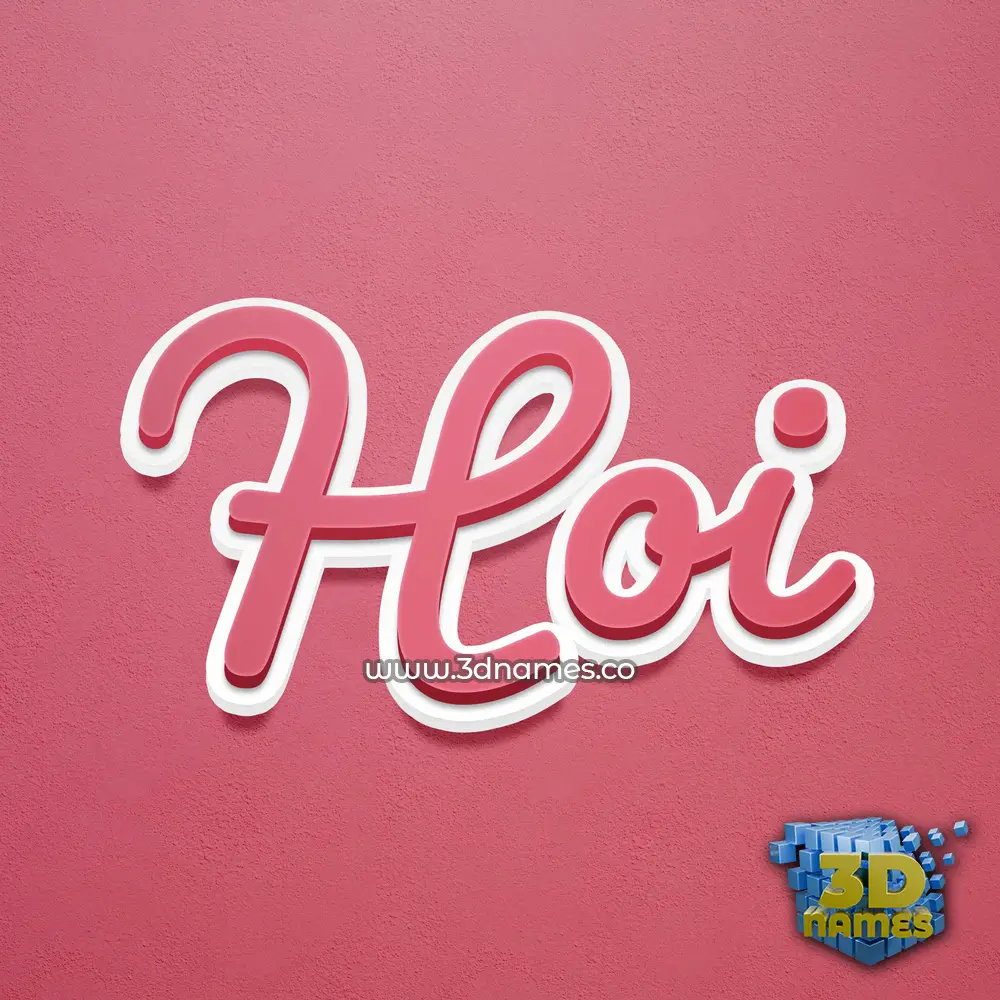 hoi in Red Scribble style - 3D name wallpaper