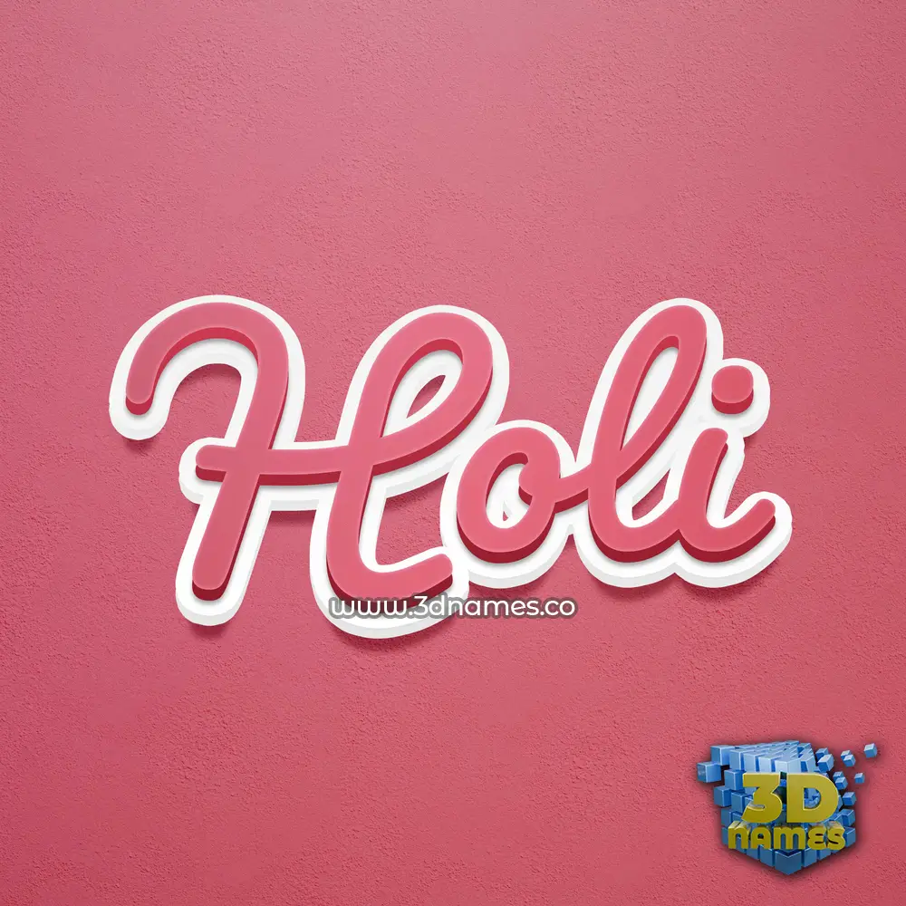 holi in Red Scribble style - 3D name wallpaper