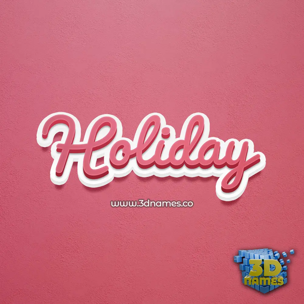 holiday in Red Scribble style - 3D name wallpaper