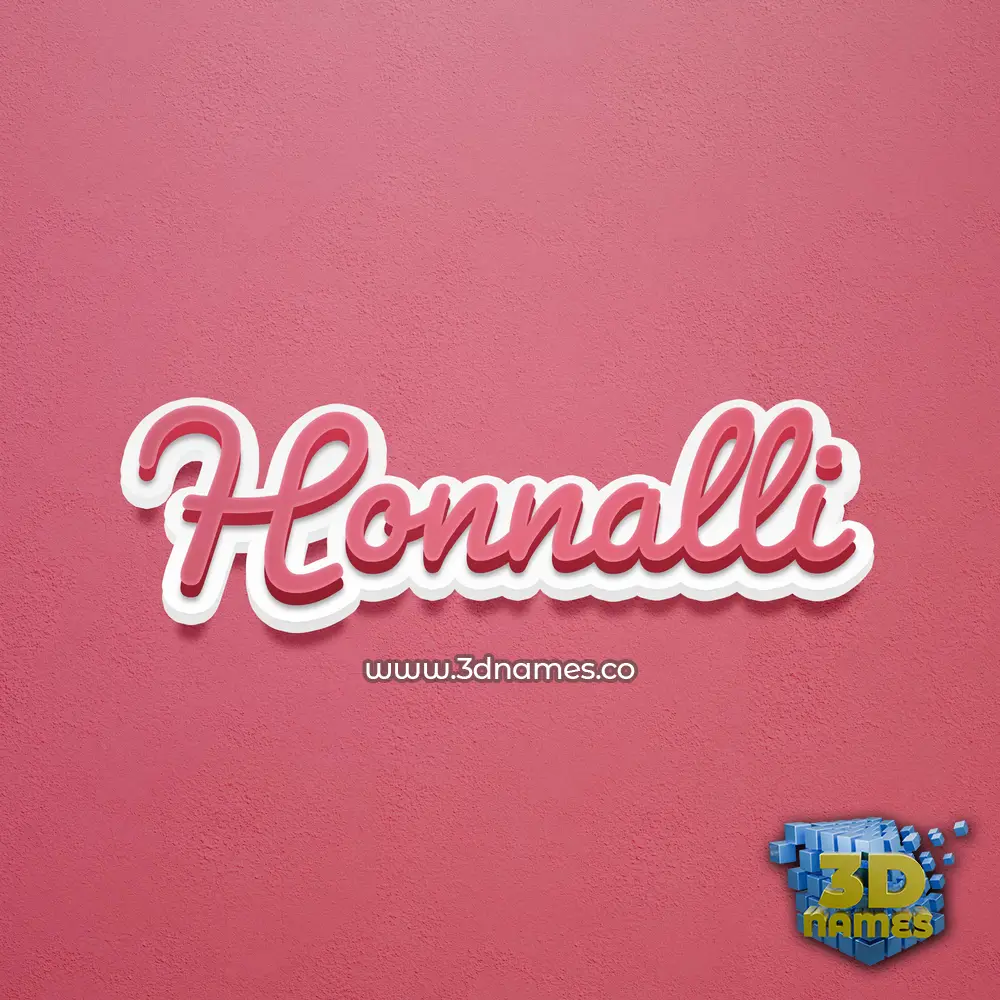 honnalli in Red Scribble style - 3D name wallpaper