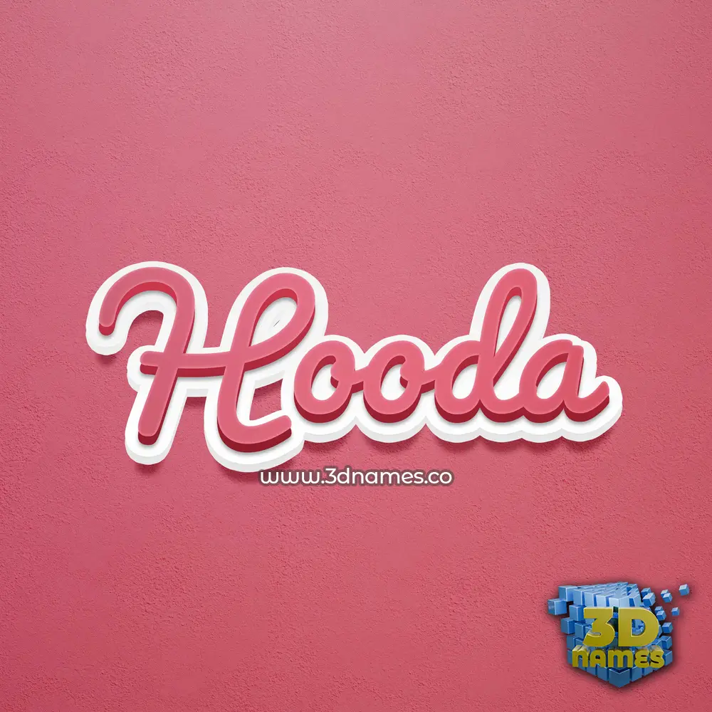 hooda in Red Scribble style - 3D name wallpaper