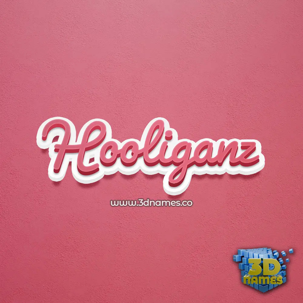 hooliganz in Red Scribble style - 3D name wallpaper