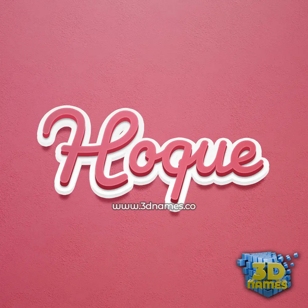hoque in Red Scribble style - 3D name wallpaper