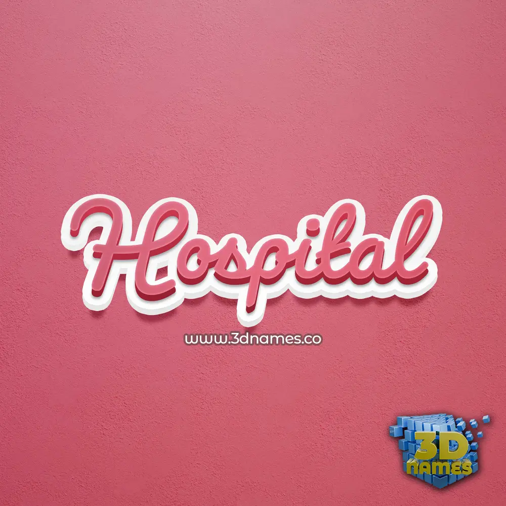 hospital in Red Scribble style - 3D name wallpaper