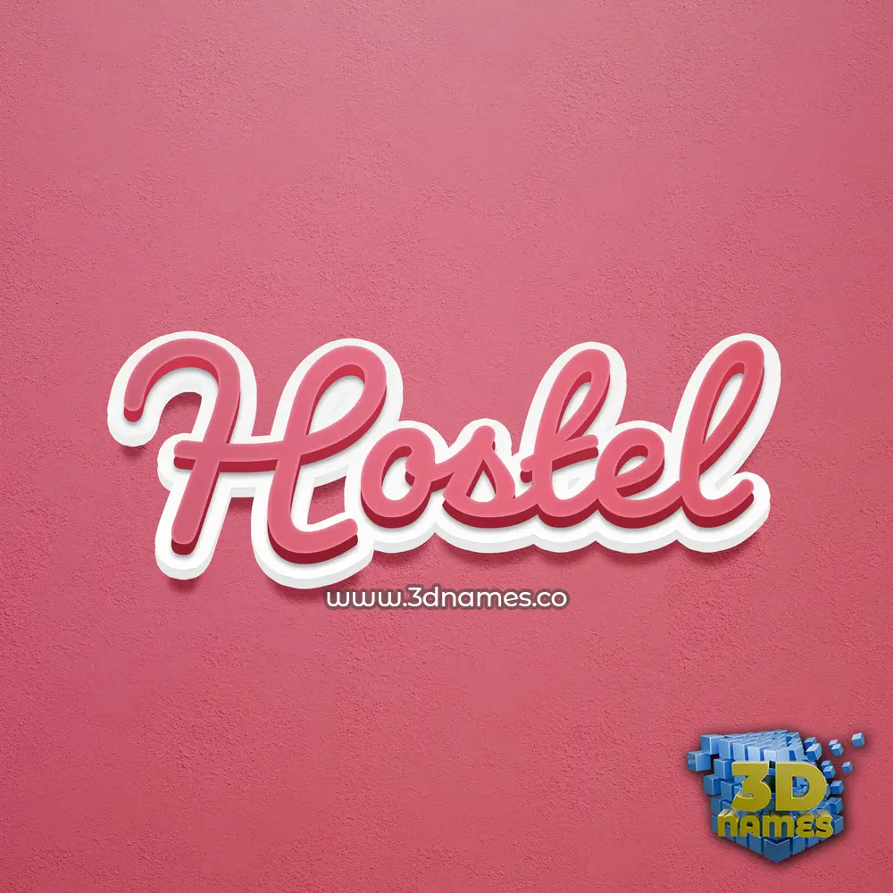 hostel in Red Scribble style - 3D name wallpaper