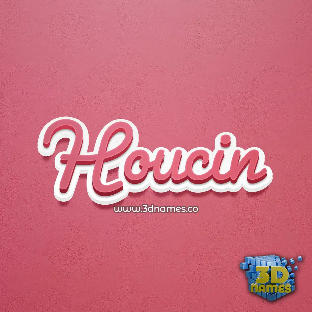 houcin in Red Scribble style - 3D name wallpaper