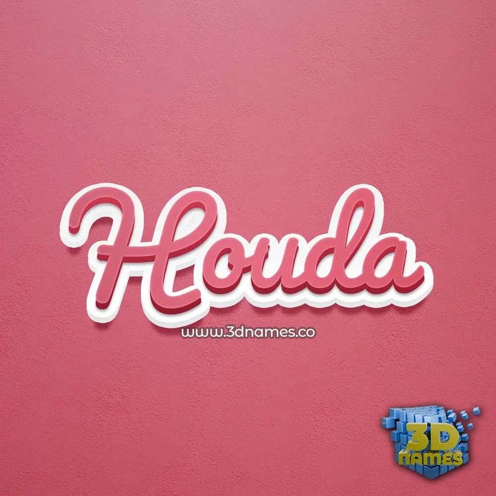 houda in Red Scribble style - 3D name wallpaper