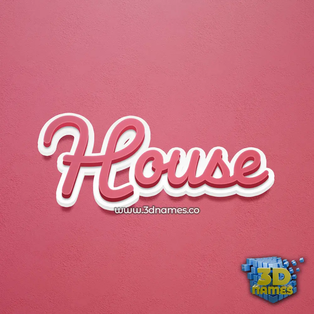 house in Red Scribble style - 3D name wallpaper